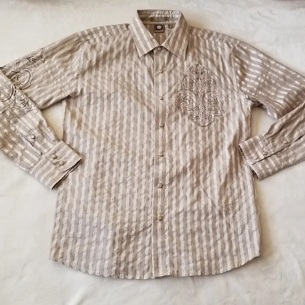 Lamasinin Jeans Men's Western Shirt Med Pearl Snap